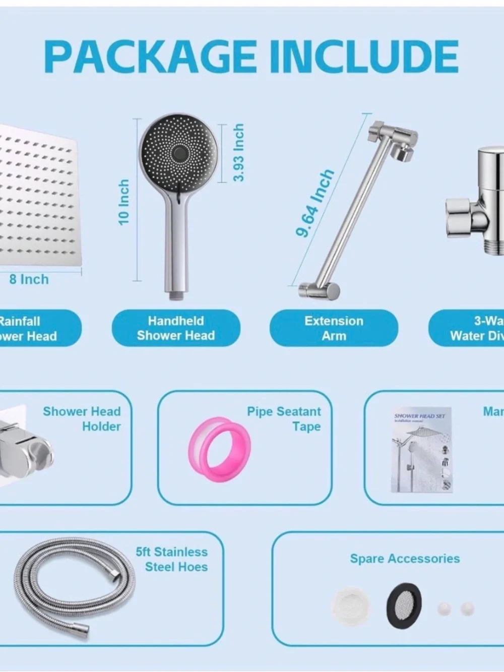 Chrome Rainfall & Handheld Shower System - Modern Shower Set